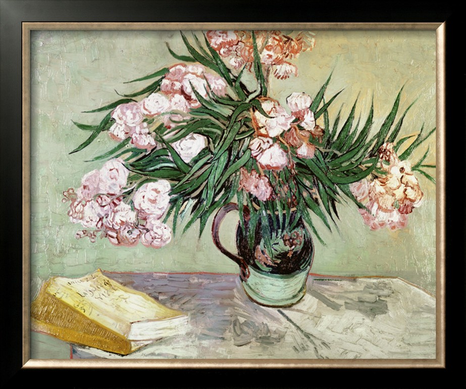 VASE WITH OLEANDERS AND BOOKS, C.1888 - Van Gogh Painting On Canvas